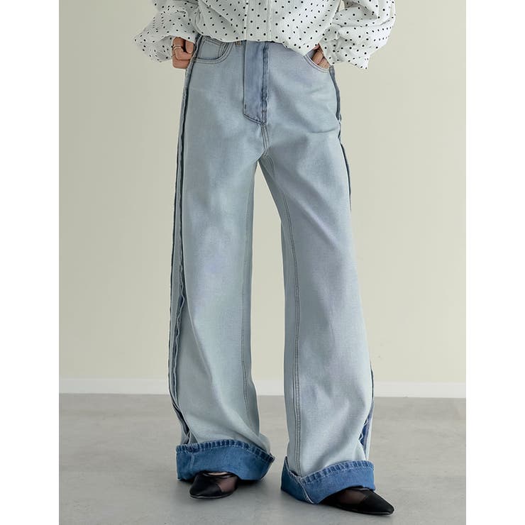 [リニューアル][低身長/高身長サイズ有]ワイドストレートリバースデニムパンツ | Re:EDIT | 詳細画像12 