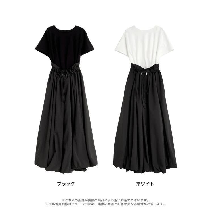 [低身長サイズ有]異素材ドッキング裾バルーンドロストワンピース | Re:EDIT | 詳細画像18 