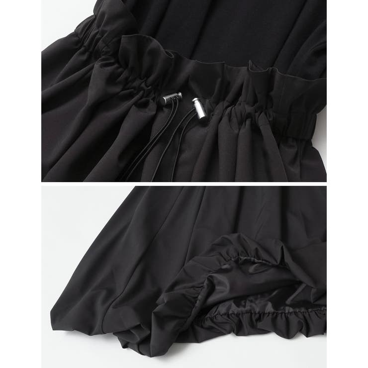 [低身長サイズ有]異素材ドッキング裾バルーンドロストワンピース | Re:EDIT | 詳細画像30 