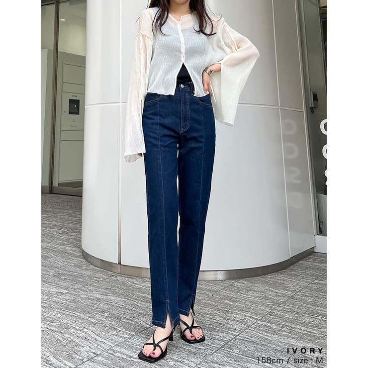 前後2WAYシアー楊柳袖スリットブラウスカーデ | Re:EDIT | 詳細画像15 