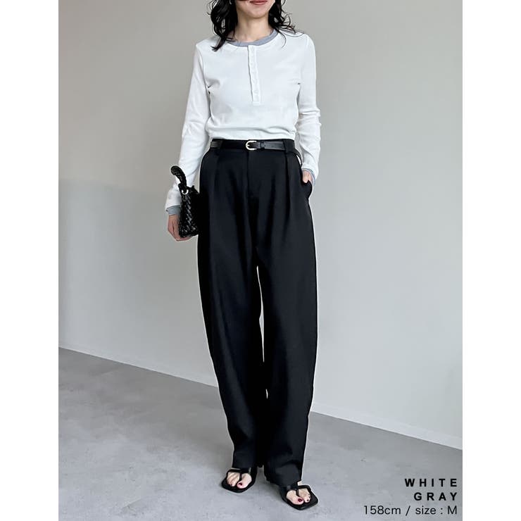 配色ヘンリーネックレイヤード風長袖トップス | Re:EDIT | 詳細画像11 