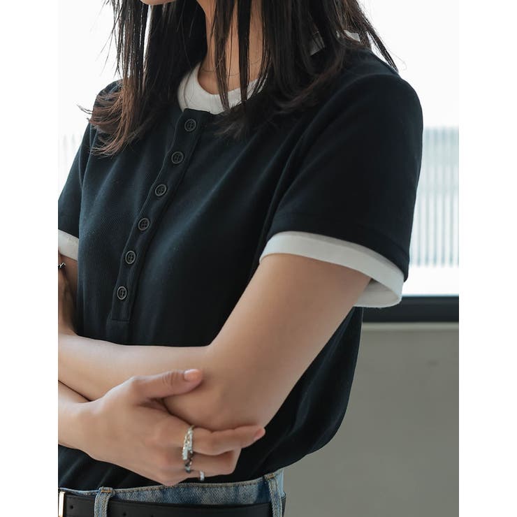 [2025 SUMMER COLLECTION]配色ヘンリーネックレイヤード風半… | Re:EDIT | 詳細画像8 