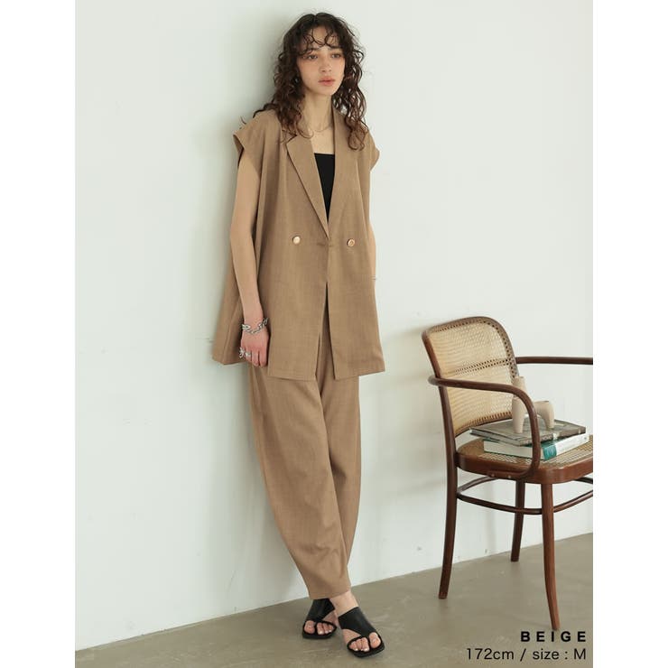 リネンライクタックバレルレッグパンツ | Re:EDIT | 詳細画像16 