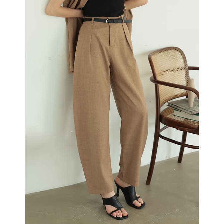 リネンライクタックバレルレッグパンツ | Re:EDIT | 詳細画像7 