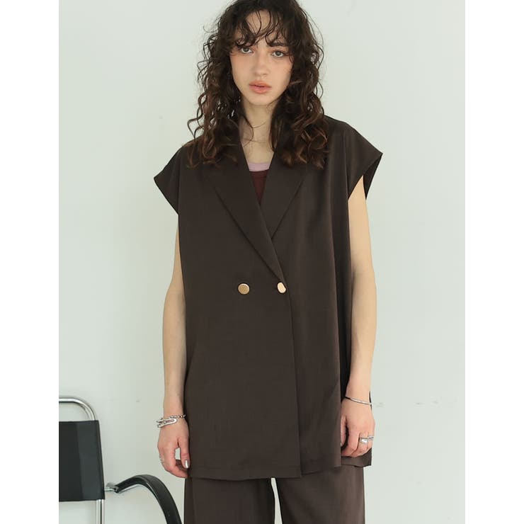 リネンライク金ボタンテーラードジレベスト | Re:EDIT | 詳細画像6 