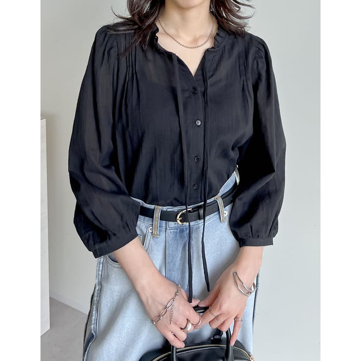 [2025 SUMMER COLLECTION]コットンシアーストライプブラウス | Re:EDIT | 詳細画像3 