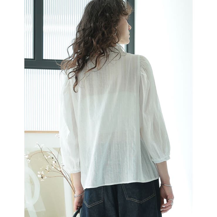 [2025 SUMMER COLLECTION]コットンシアーストライプブラウス | Re:EDIT | 詳細画像7 