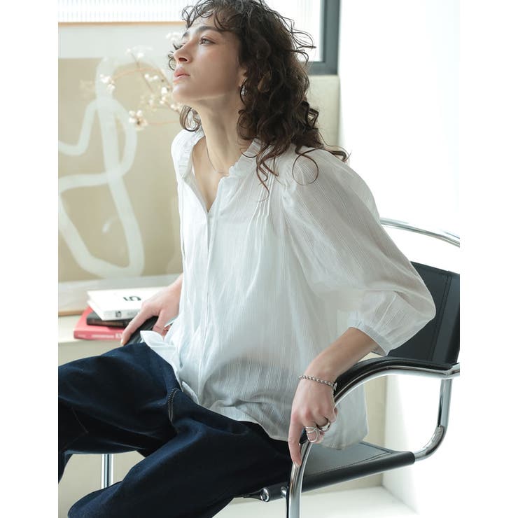 [2025 SUMMER COLLECTION]コットンシアーストライプブラウス | Re:EDIT | 詳細画像10 