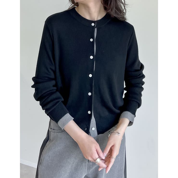 配色レイヤード風涼感ニットカーディガン | Re:EDIT | 詳細画像5 