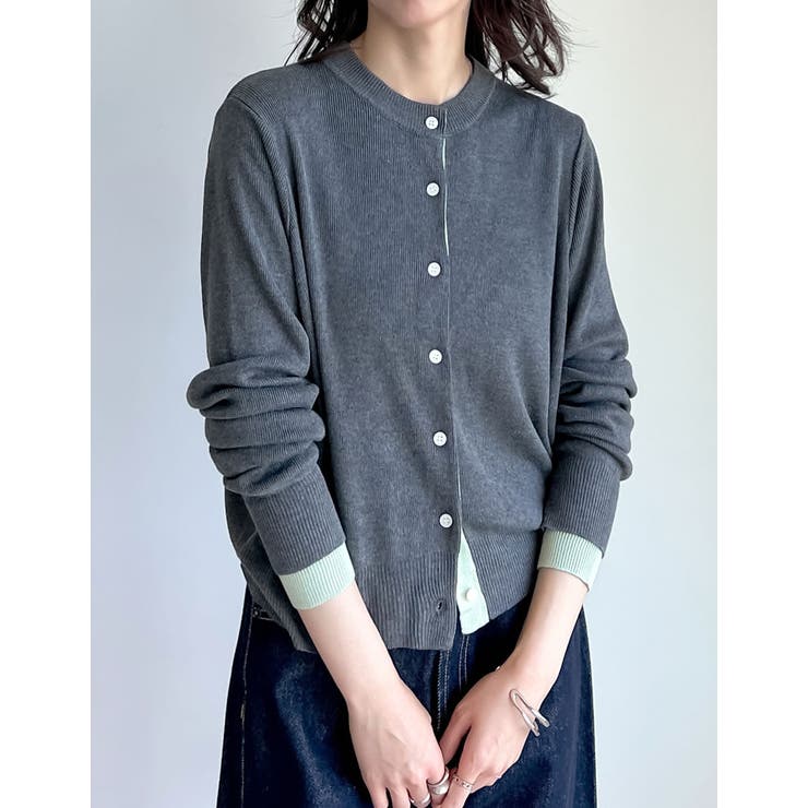 配色レイヤード風涼感ニットカーディガン | Re:EDIT | 詳細画像6 