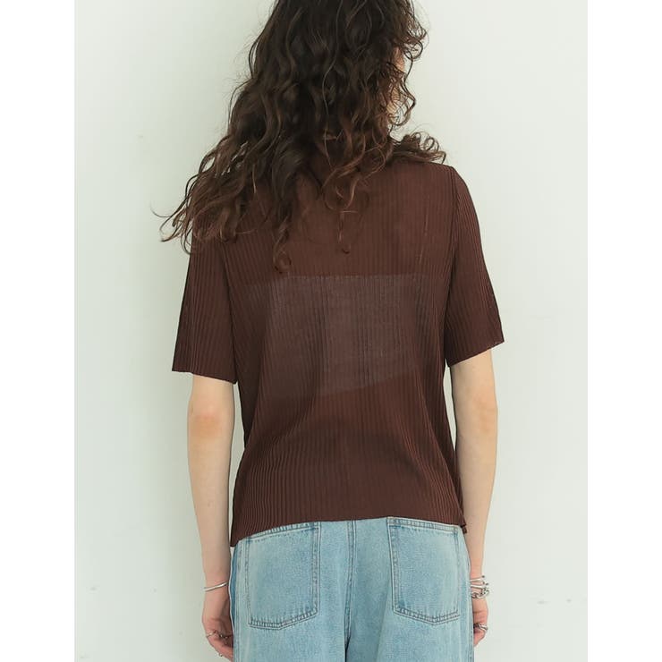 リブニット配色レイヤード風半袖カーディガン | Re:EDIT | 詳細画像17 