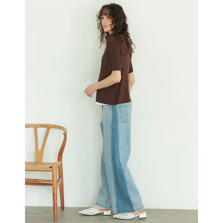 リブニット配色レイヤード風半袖カーディガン | Re:EDIT | 詳細画像22 