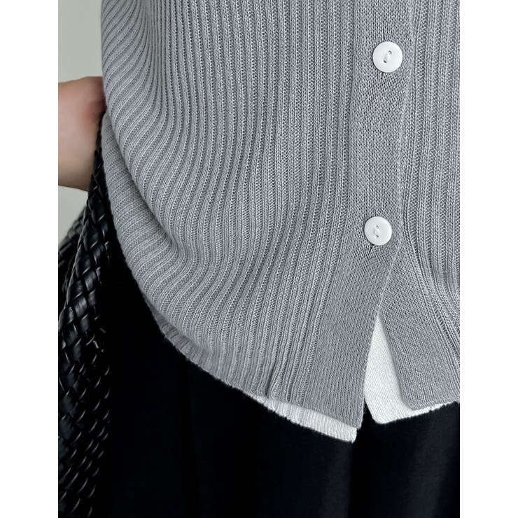 リブニット配色レイヤード風半袖カーディガン | Re:EDIT | 詳細画像31 