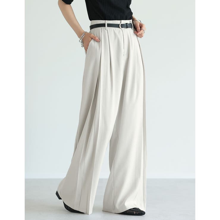 エクリュ(536) | タックプリーツワイドパンツ | Re:EDIT