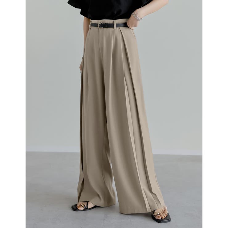 グレージュ(603) | タックプリーツワイドパンツ | Re:EDIT