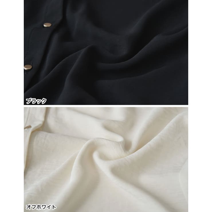 ポーラVネックフレアスリーブ切り替え半袖ブラウス | Re:EDIT | 詳細画像18 