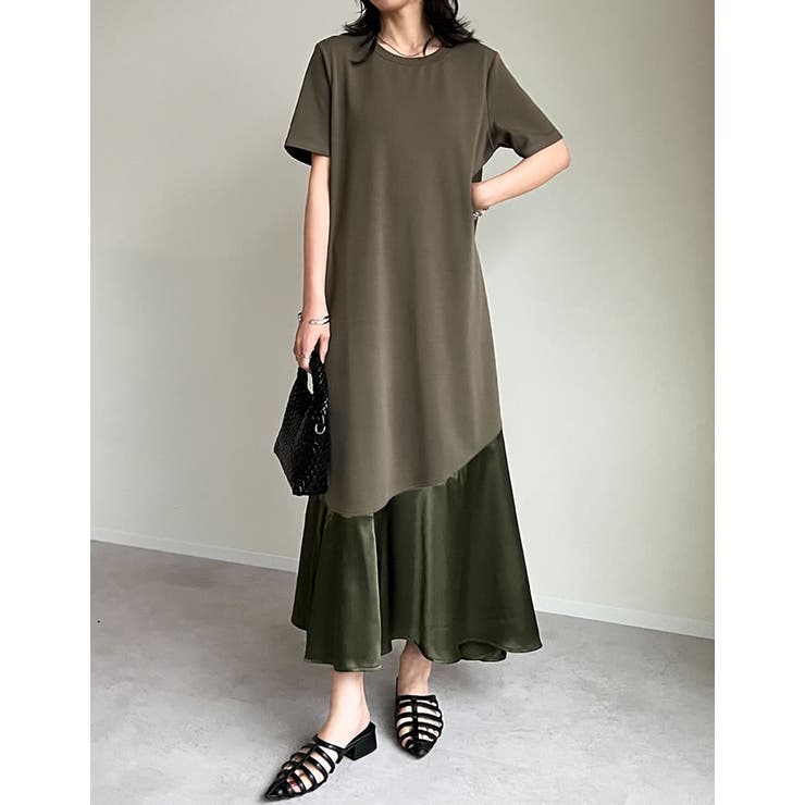 [接触冷感][低身長サイズ有]冷感マシュマロカットソー切り替えワンピース | Re:EDIT | 詳細画像5 