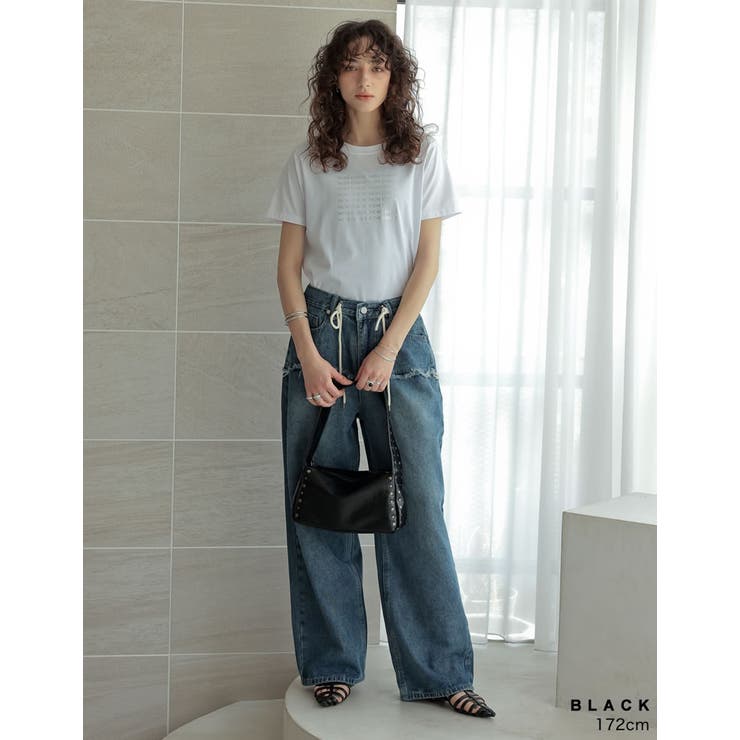 フェイクレザースタッズ付きショルダーバッグ | Re:EDIT | 詳細画像6 