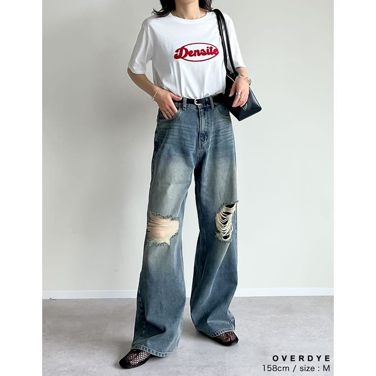 [低身長/高身長サイズ有]ダメージデニムワイドストレートパンツ | Re:EDIT | 詳細画像21 