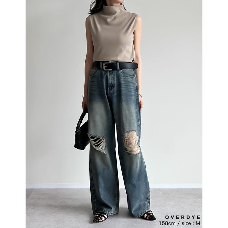 Siwy★Valerie Crop Straight Jeans ダメージ ストレートパンツ 低身長/高身長サイズ有]ダメージデニムワイドストレートパンツ