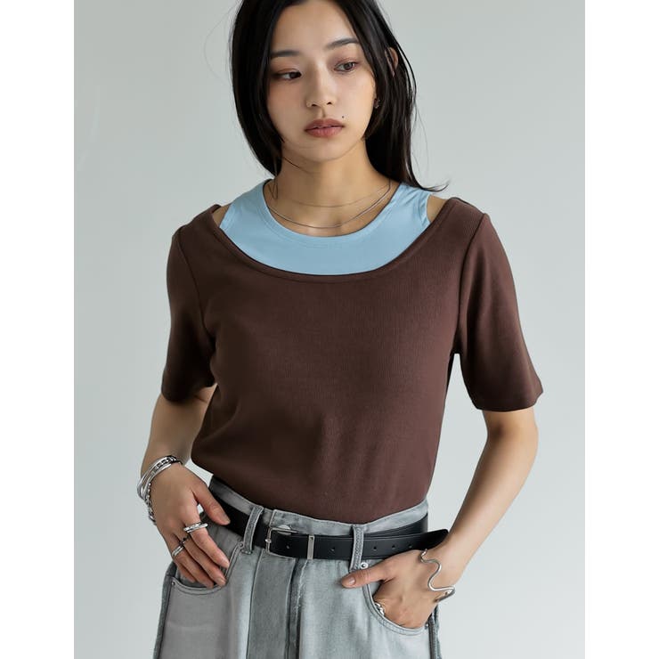 スムースカットソーレイヤード風ハーフスリーブTシャツ | Re:EDIT | 詳細画像15 