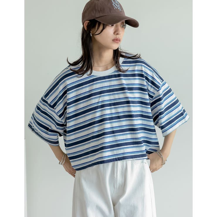 [2025 SUMMER COLLECTION]綿天竺マルチボーダーＴシャツ | Re:EDIT | 詳細画像3 