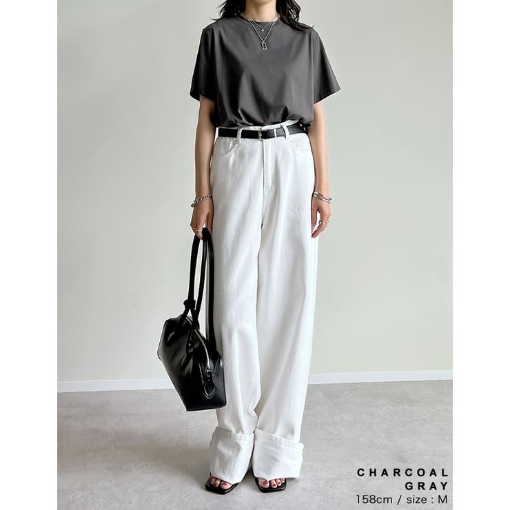[接触冷感]コットンブレンドスムース天竺ベーシックTシャツ | Re:EDIT | 詳細画像15 