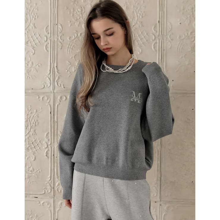 ワンポイント刺繍ロゴエンブレムニットトップス | Re:EDIT | 詳細画像3 