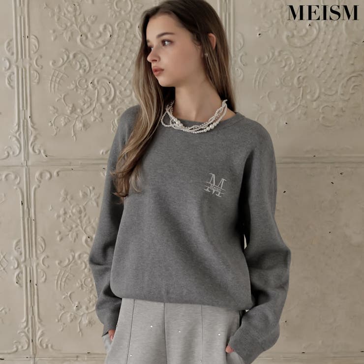 ワンポイント刺繍ロゴエンブレムニットトップス | Re:EDIT | 詳細画像1 