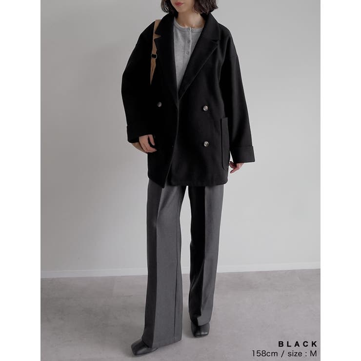 フェイクウールルーズシルエットダブルテーラードジャケット | Re:EDIT | 詳細画像13 