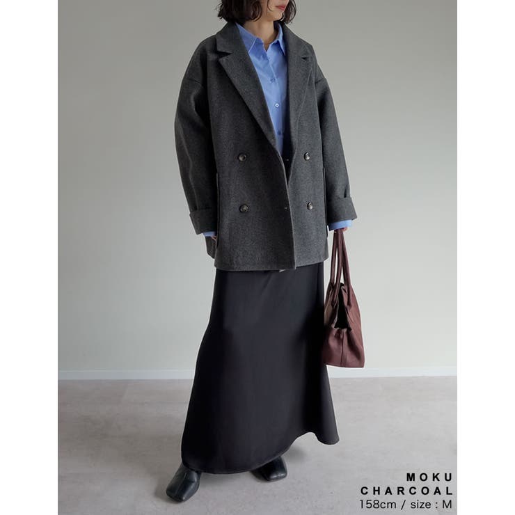 フェイクウールルーズシルエットダブルテーラードジャケット | Re:EDIT | 詳細画像14 