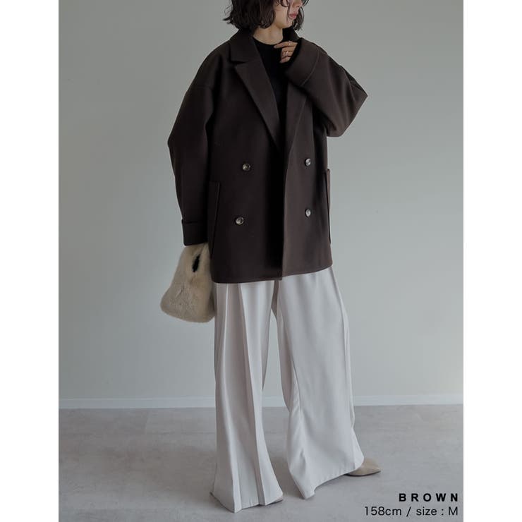 フェイクウールルーズシルエットダブルテーラードジャケット | Re:EDIT | 詳細画像16 