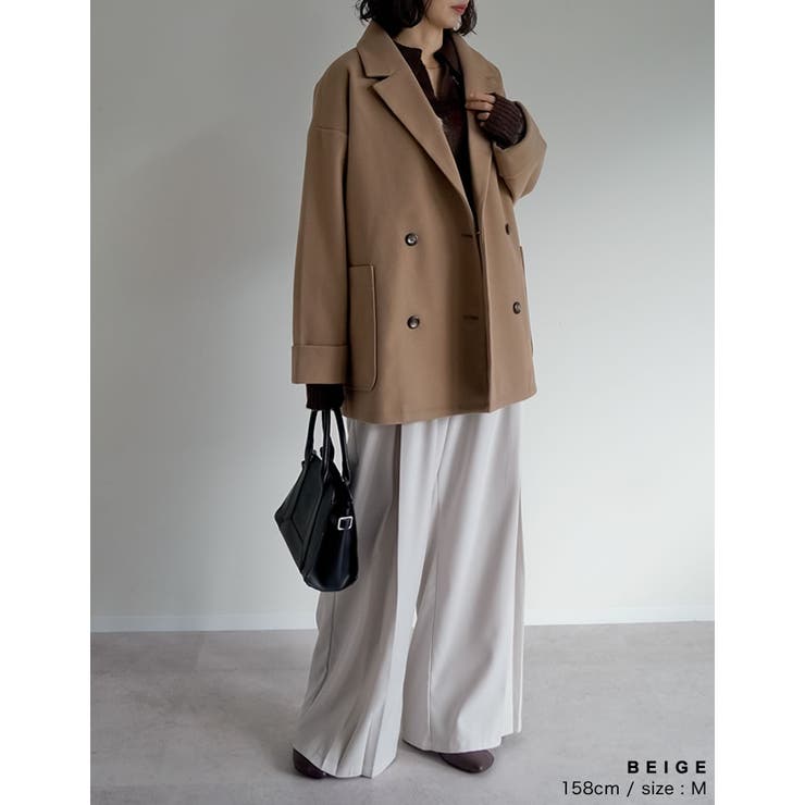 フェイクウールルーズシルエットダブルテーラードジャケット | Re:EDIT | 詳細画像17 