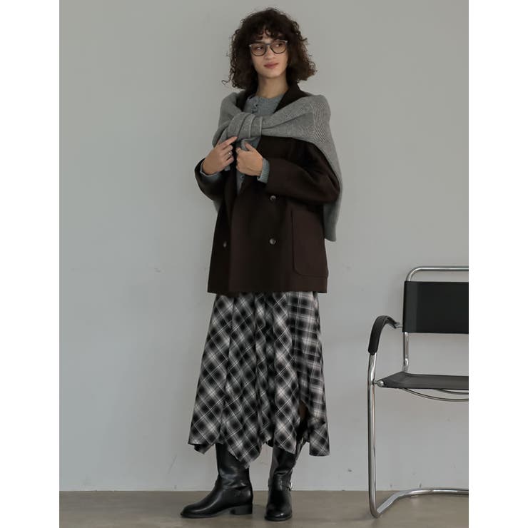 フェイクウールルーズシルエットダブルテーラードジャケット | Re:EDIT | 詳細画像5 