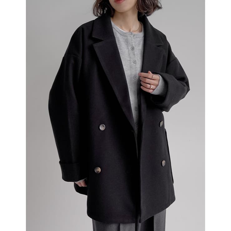 フェイクウールルーズシルエットダブルテーラードジャケット | Re:EDIT | 詳細画像6 