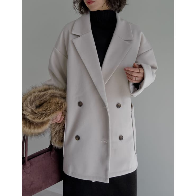 フェイクウールルーズシルエットダブルテーラードジャケット | Re:EDIT | 詳細画像8 