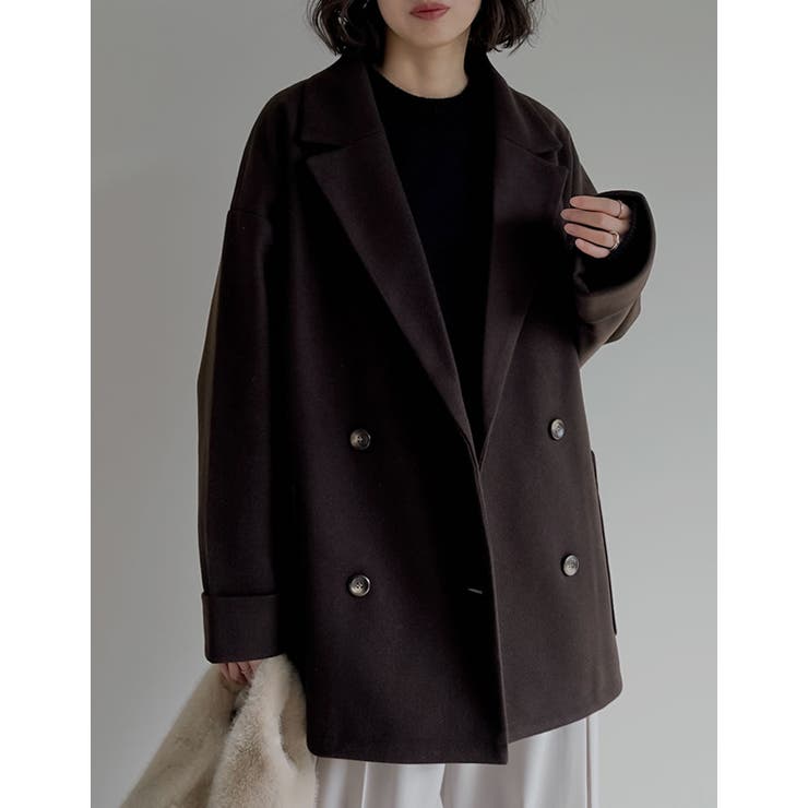 フェイクウールルーズシルエットダブルテーラードジャケット | Re:EDIT | 詳細画像9 