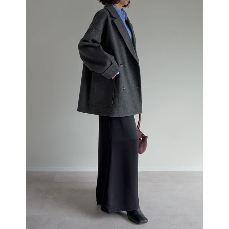 フェイクウールルーズシルエットダブルテーラードジャケット | Re:EDIT | 詳細画像23 