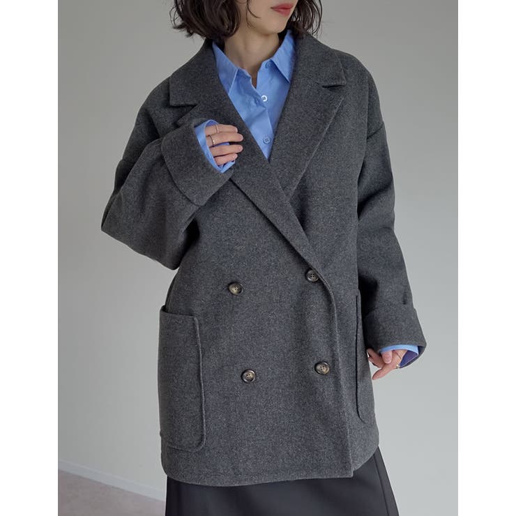 フェイクウールルーズシルエットダブルテーラードジャケット | Re:EDIT | 詳細画像26 