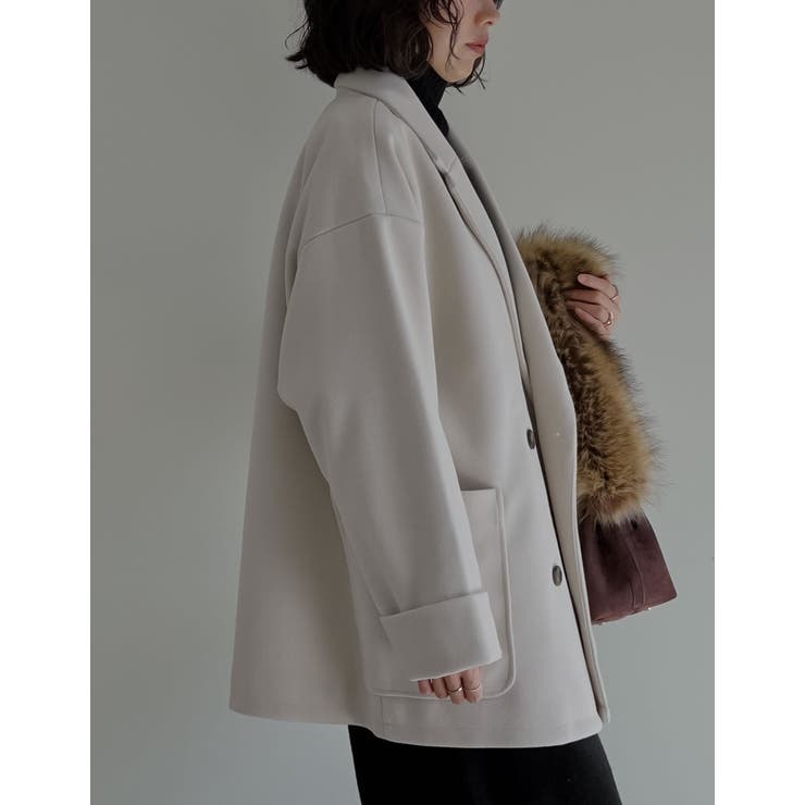 フェイクウールルーズシルエットダブルテーラードジャケット | Re:EDIT | 詳細画像29 