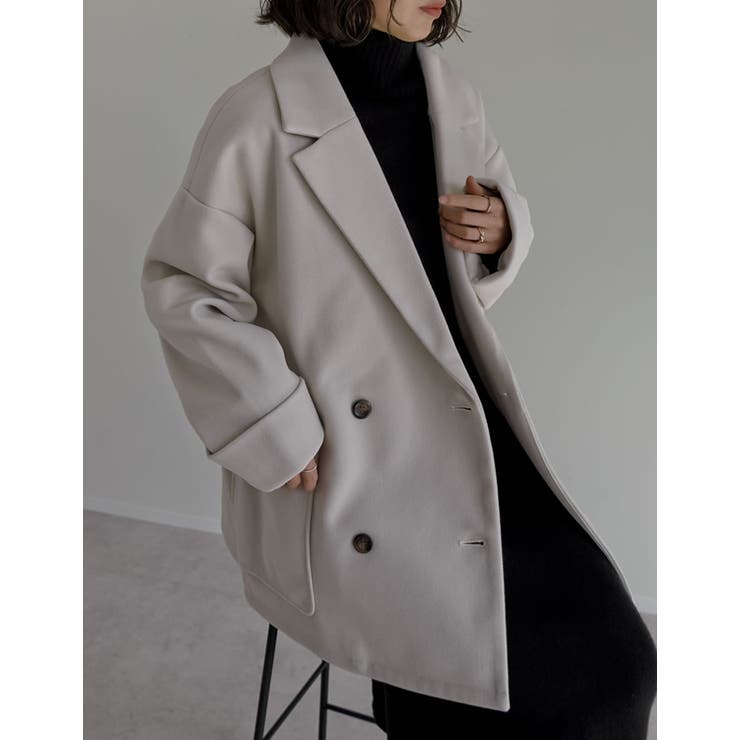 フェイクウールルーズシルエットダブルテーラードジャケット | Re:EDIT | 詳細画像30 