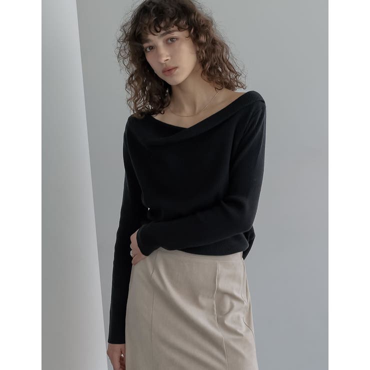 ブラック(501) | [2025AW COLLECTION]2WAYオフショルリブニットトップス | Re:EDIT
