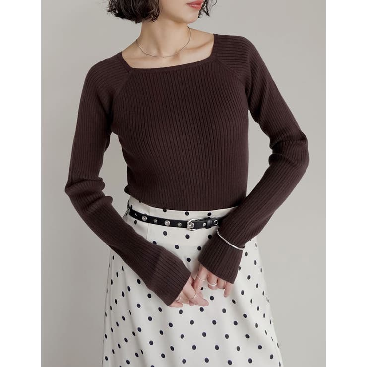 [新色追加][2025AW COLLECTION]スクエアネックリブニットトップ… | Re:EDIT | 詳細画像5 