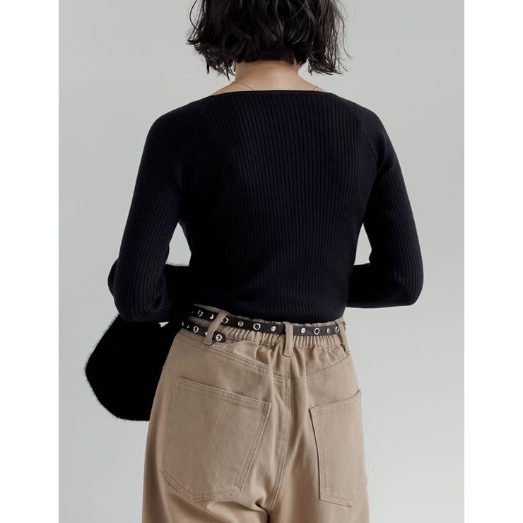 [新色追加][2025AW COLLECTION]スクエアネックリブニットトップ… | Re:EDIT | 詳細画像9 