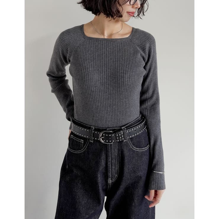 [新色追加][2025AW COLLECTION]スクエアネックリブニットトップ… | Re:EDIT | 詳細画像14 