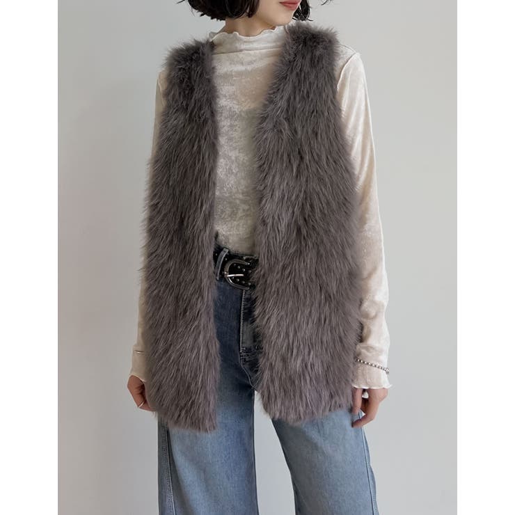 モカ(605) | フェイクファーベスト | Re:EDIT