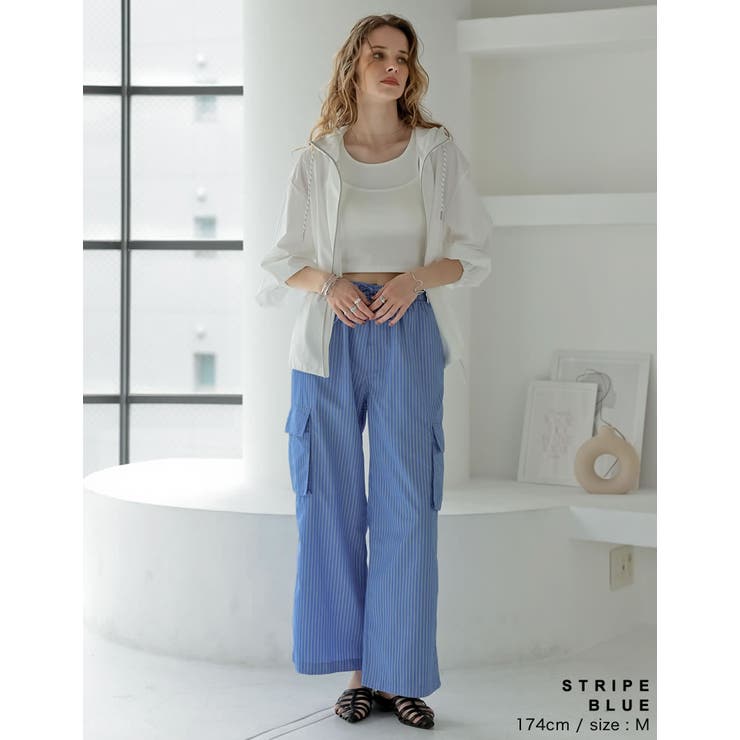 [低身長/高身長サイズ有]マルチストライプブロードカーゴパンツ | Re:EDIT | 詳細画像13 