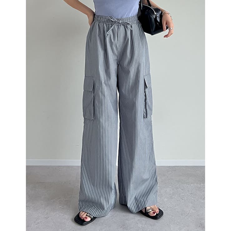 [低身長/高身長サイズ有]マルチストライプブロードカーゴパンツ | Re:EDIT | 詳細画像2 