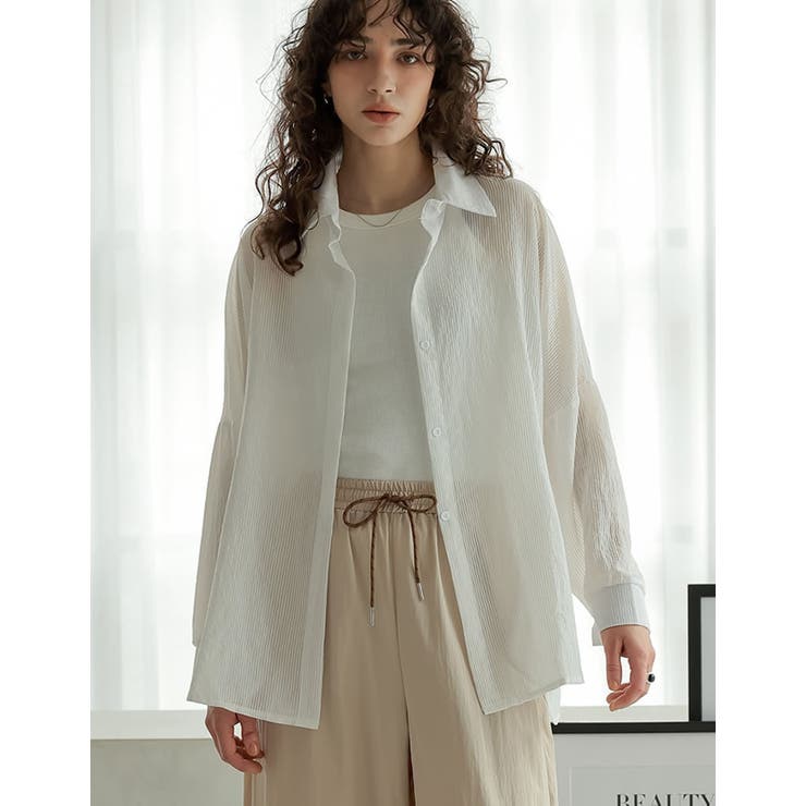 ストライプシアーシャツ | Re:EDIT | 詳細画像13 