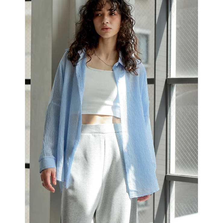 ストライプシアーシャツ | Re:EDIT | 詳細画像4 